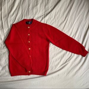 Red cashmere cardigan